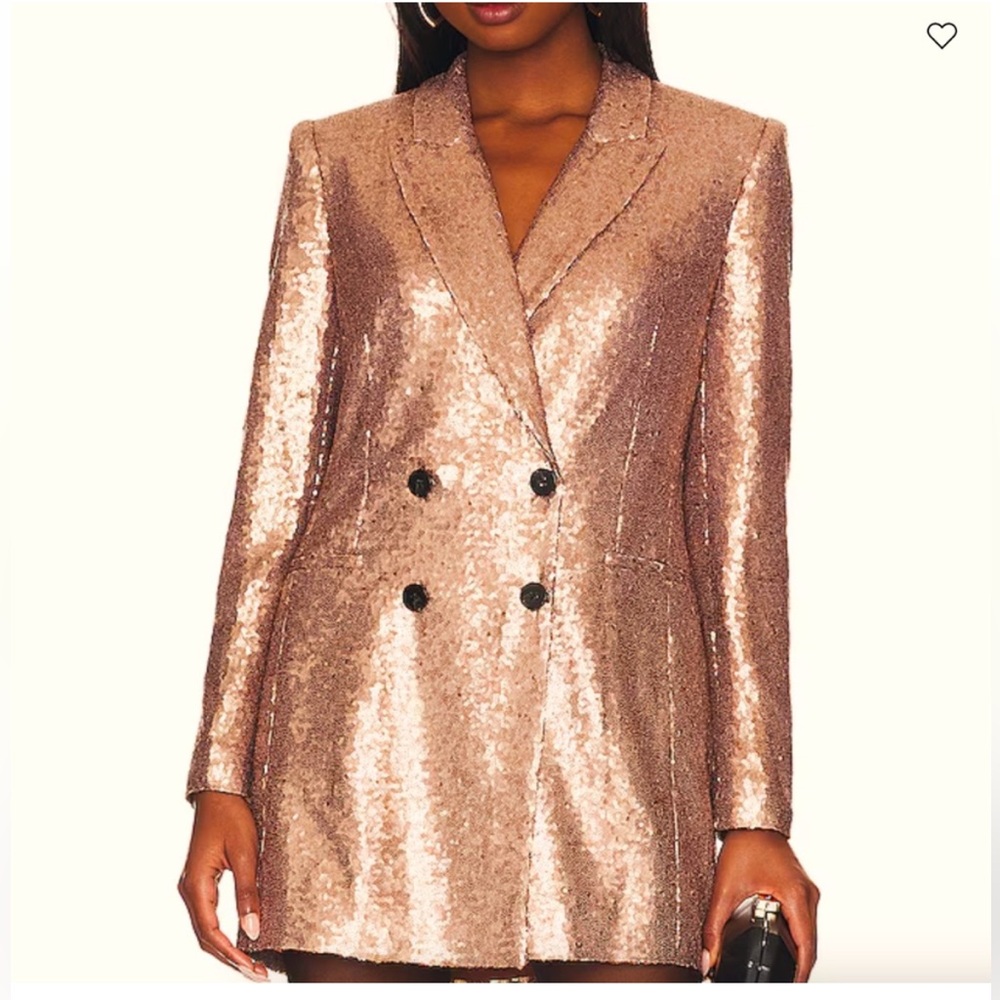 NWT BCBGMaxAzria Gold Blazer Suit Jacket Metallic Structured Design - Picture 5 of 12